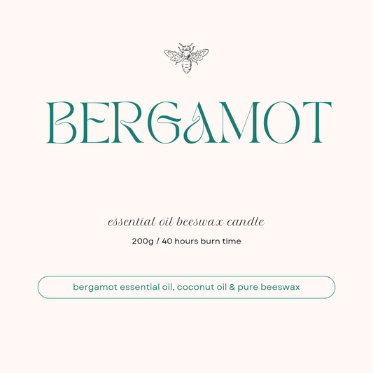 Essential Oil Beeswax Candle | BERGAMOT - Bergamot Essential Oil & Pure Coconut Oil